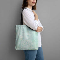 Polynesian Tiare Monstera Seafoam Green Tote Bag Liquid Style - Polynesian Pride