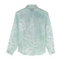 Polynesian Tiare Monstera Seafoam Green Women Casual Shirt Liquid Style - Polynesian Pride