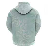 Polynesian Tiare Monstera Seafoam Green Zip Hoodie Liquid Style - Polynesian Pride