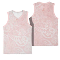 Polynesian Tiare Monstera Soft Pink Basketball Jersey Liquid Style - Polynesian Pride