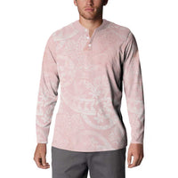 Polynesian Tiare Monstera Soft Pink Button Sweatshirt Liquid Style - Polynesian Pride