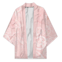 Polynesian Tiare Monstera Soft Pink Kimono Liquid Style - Polynesian Pride