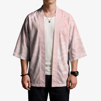 Polynesian Tiare Monstera Soft Pink Kimono Liquid Style - Polynesian Pride