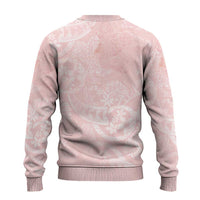 Polynesian Tiare Monstera Soft Pink Ugly Christmas Sweater Liquid Style - Polynesian Pride