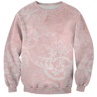 Polynesian Tiare Monstera Soft Pink Sweatshirt Liquid Style - Polynesian Pride