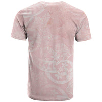 Polynesian Tiare Monstera Soft Pink T Shirt Liquid Style - Polynesian Pride