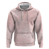 Polynesian Tiare Monstera Soft Pink Zip Hoodie Liquid Style - Polynesian Pride