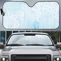 Polynesian Tiare Monstera Baby Blue Auto Sun Shade Liquid Style - Polynesian Pride