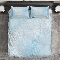 Polynesian Tiare Monstera Baby Blue Bedding Set Liquid Style - Polynesian Pride