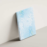 Polynesian Tiare Monstera Baby Blue Canvas Wall Art Liquid Style - Polynesian Pride