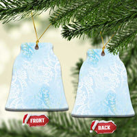 Polynesian Tiare Monstera Baby Blue Ceramic Ornament Liquid Style - Polynesian Pride