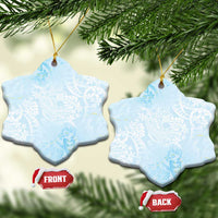 Polynesian Tiare Monstera Baby Blue Ceramic Ornament Liquid Style - Polynesian Pride