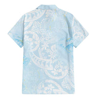 Polynesian Tiare Monstera Baby Blue Family Matching Mermaid Dress and Hawaiian Shirt Liquid Style - Polynesian Pride