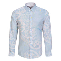 Polynesian Tiare Monstera Baby Blue Family Matching Short Sleeve Bodycon Dress and Hawaiian Shirt Liquid Style - Polynesian Pride