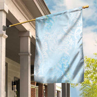 Polynesian Tiare Monstera Baby Blue Garden Flag Liquid Style - Polynesian Pride