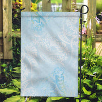 Polynesian Tiare Monstera Baby Blue Garden Flag Liquid Style - Polynesian Pride