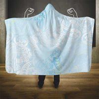 Polynesian Tiare Monstera Baby Blue Hooded Blanket Liquid Style - Polynesian Pride