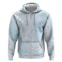 Polynesian Tiare Monstera Baby Blue Hoodie Liquid Style - Polynesian Pride