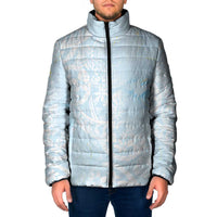 Polynesian Tiare Monstera Baby Blue Padded Jacket Liquid Style - Polynesian Pride