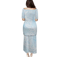 Polynesian Tiare Monstera Baby Blue Puletasi Liquid Style - Polynesian Pride