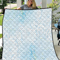 Polynesian Tiare Monstera Baby Blue Quilt Liquid Style - Polynesian Pride