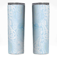 Polynesian Tiare Monstera Baby Blue Skinny Tumbler Liquid Style - Polynesian Pride