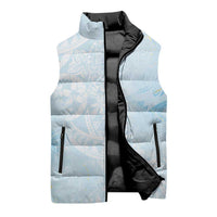 Polynesian Tiare Monstera Baby Blue Sleeveless Puffer Jacket Liquid Style - Polynesian Pride