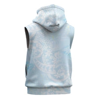 Polynesian Tiare Monstera Baby Blue Sleeveless Zip Hoodie Liquid Style LT01 - Polynesian Pride
