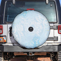 Polynesian Tiare Monstera Baby Blue Spare Tire Cover Liquid Style - Polynesian Pride