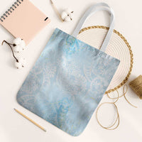 Polynesian Tiare Monstera Baby Blue Tote Bag Liquid Style - Polynesian Pride