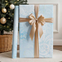 Polynesian Tiare Monstera Baby Blue Wrapping Paper Liquid Style - Polynesian Pride