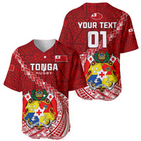 Custom Tonga Rugby Baseball Jersey Tongan Ngatu Pattern White Version LT01 - Polynesian Pride