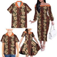 Hawaii Hibiscus Family Matching Off The Shoulder Long Sleeve Dress and Hawaiian Shirt Retro Style - Polynesian Pride