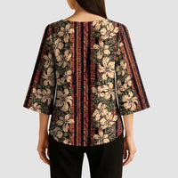 Hawaii Hibiscus Kimono Sleeve Blouse Retro Style - Polynesian Pride