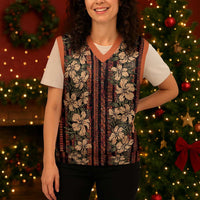 Hawaii Hibiscus Christmas Knitted V-Neck Vest Retro Style - Polynesian Pride