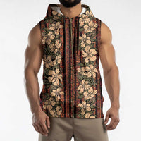 Hawaii Hibiscus Sleeveless Zip Hoodie Retro Style - Polynesian Pride
