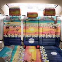 Hawaii Beach Landscape Time-Lapse Back Car Seat Cover Tropical Plumeria Flowers - Polynesian Pride