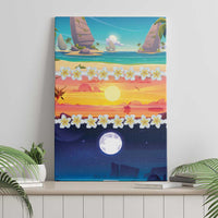 Hawaii Beach Landscape Time-Lapse Canvas Wall Art Tropical Plumeria Flowers - Polynesian Pride