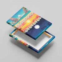 Hawaii Beach Landscape Time-Lapse Canvas Wall Art Tropical Plumeria Flowers - Polynesian Pride