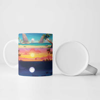 Hawaii Beach Landscape Time-Lapse Ceramic Mug Tropical Plumeria Flowers - Polynesian Pride
