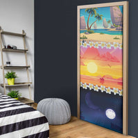 Hawaii Beach Landscape Time-Lapse Door Cover Tropical Plumeria Flowers - Polynesian Pride