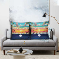 Hawaii Beach Landscape Time-Lapse Pillow Cover Tropical Plumeria Flowers - Polynesian Pride