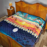 Hawaii Beach Landscape Time-Lapse Quilt Tropical Plumeria Flowers - Polynesian Pride