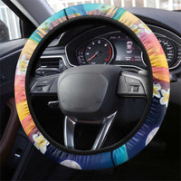 Hawaii Beach Landscape Time-Lapse Steering Wheel Cover Tropical Plumeria Flowers - Polynesian Pride