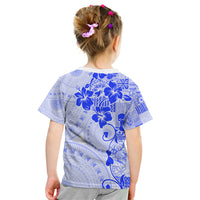 Fiji Masi With Hibiscus Tapa Tribal Kid T Shirt Blue Pastel LT01 - Polynesian Pride