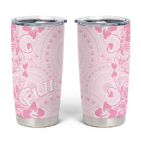 Fiji Masi With Hibiscus Tapa Tribal Tumbler Cup Pink Pastel