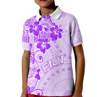 Fiji Masi With Hibiscus Tapa Tribal Kid Polo Shirt Purple Pastel LT01 Kid Purple - Polynesian Pride