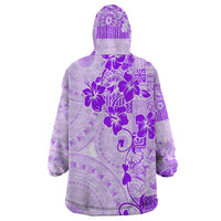 Fiji Masi With Hibiscus Tapa Tribal Wearable Blanket Hoodie Purple Pastel LT01 - Polynesian Pride