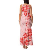 Fiji Masi With Hibiscus Tapa Tribal Family Matching Tank Maxi Dress and Hawaiian Shirt Red Pastel LT01 - Polynesian Pride