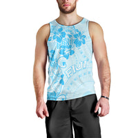 Fiji Masi With Hibiscus Tapa Tribal Men Tank Top Sky Blue Pastel LT01 - Polynesian Pride
